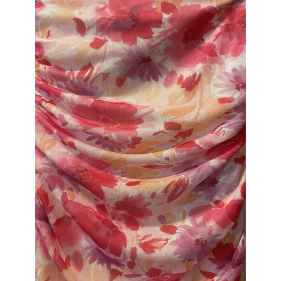 Hello Molly TOTALLY FABULOUS Strapless Mesh Ruched Mini Dress Floral Size XS - Picture 3 of 7